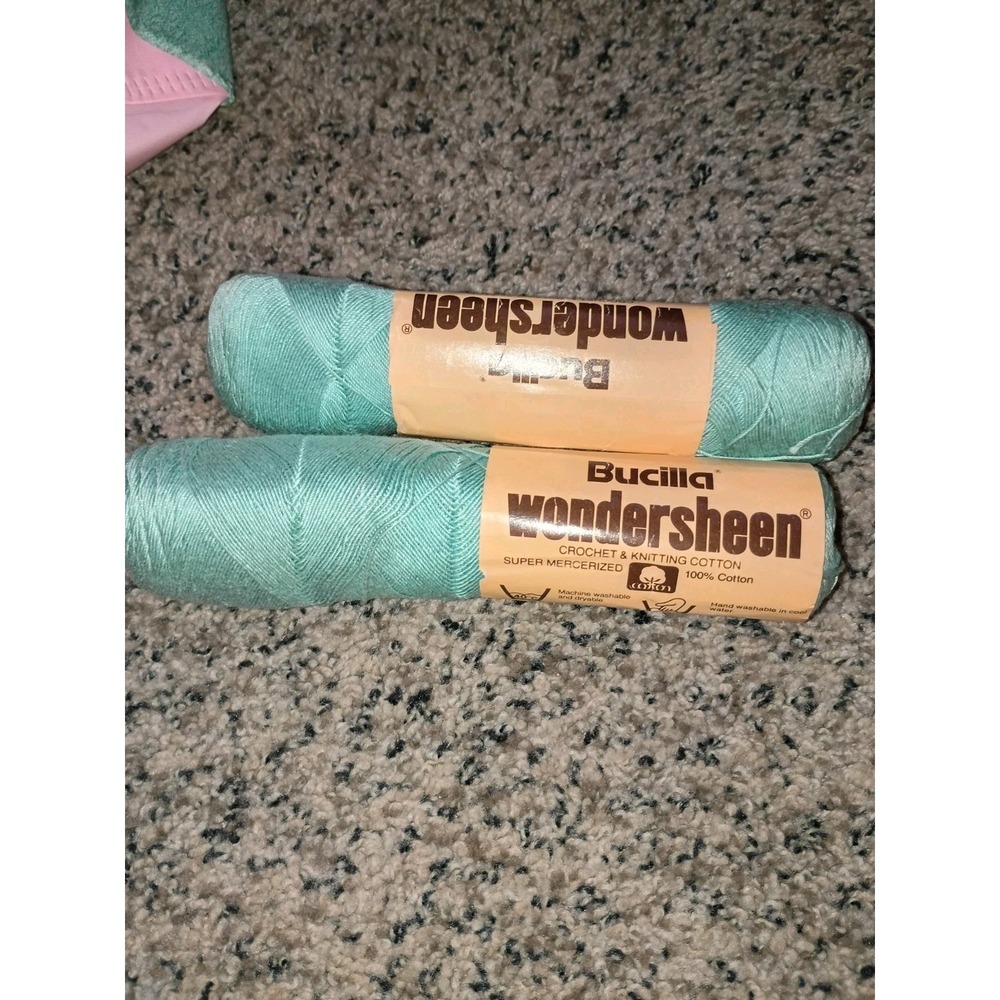 Bucilla Wonder sheen 100% Cotton Aqua 400 Yards Knitting 2 Skeins USA